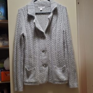 Kenar collared cable knit angora sweater